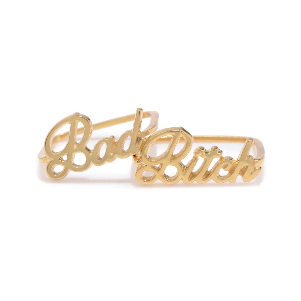 Bad Bitch Bing Bang Gold Vermeil Ring Set